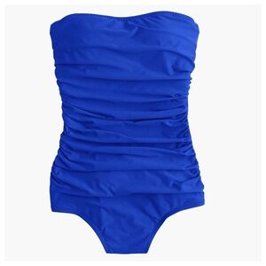 J.Crew Blue Ruched Strapless One Piece Swimsuit Size 6 Bandeau